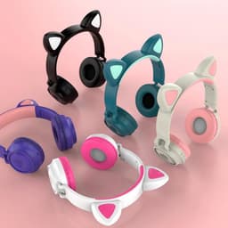 Bluetooth Headset - ZW-028 - Draadloos - Lichtgevend - Schattig - Ook voor kinderen - Kat - Katten - Oor - Puur - Zwart — thumbnail 3