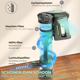 6-in1 Steelstofzuiger Zonder Zak op Accu - Steelstofzuiger Draadloos Uitschuifbaar - Kruimeldief Snoerloos best Verkocht 25KPA – Veelzijdige Kruimeldief best Verkocht – met Krachtige batterij – Zwart/Groen — thumbnail 2