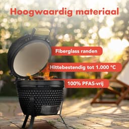 KitchenBrothers Kamado BBQ - 13 Inch Houtskool Barbecue - 27⌀ cm - PFAS-vrij - Egg BBQ - Zwart — thumbnail 3