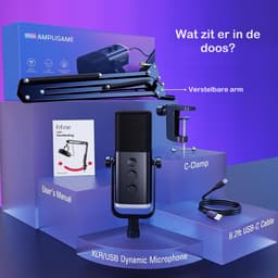 FIFINE - AM8T - USB / XLR Studio microfoon - PC-Gaming Met Flexibele Arm ( 66cm! ) - Geschikt voor PC/PS4/PS5 - RGB - Podcast - Gaming - Streaming - Zwart — thumbnail 4