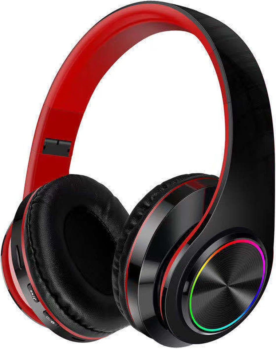 Pro Care Excellent Quality® Headset met Microfoon LED verlichting - Headset Draadloos - Bluetooth - Active Noise Reduction - SD card mogelijkheid - Kleur Zwart Rood — afbeelding 1