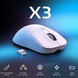 ATTACK SHARK X3 Draadloze Gaming Muis - Wired/2.4G/BT5.4 - Lichtgewicht 49G - PAW3395 - 26000DPI - Wit — thumbnail 2