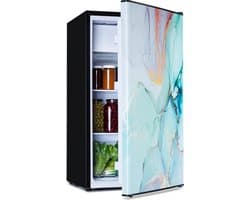 Klarstein CoolArt koel-vriescombinatie - Koelkast met 2 koelstanden, designfront, 5-traps thermostaat, 0 tot 10 °C, inhoud: 79 liter, design: pastel