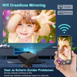 Upgrade | Mini Beamer - HD 1280 x 720P- Streamen Vanaf Je Telefoon Met WiFi - Mini Led Projector - Home Entertainment — thumbnail 3