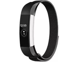 Milanees Smartwatch bandje - Geschikt voor  Fitbit Alta / Alta HR Milanese band - zwart - Maat: S - Horlogeband / Polsband / Armband