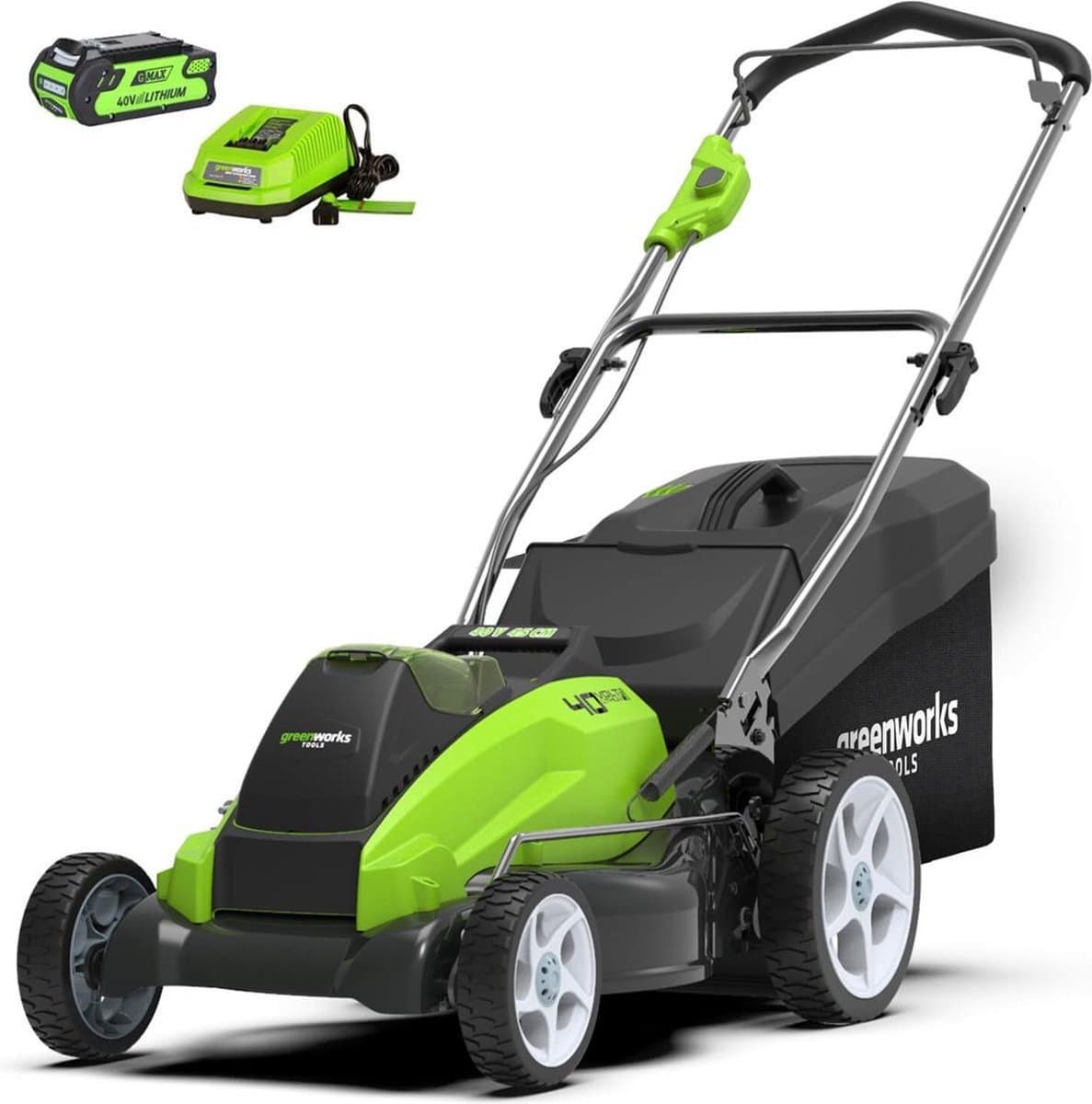 Greenworks Accu Grasmaaier 40 Volt 41 CM Met sterke 2.0 Ah Accu En Lader! — afbeelding 1
