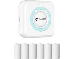AyeKids Fotoprinter - Incl. 6 Rollen Papier - Bluetooth - Draadloos - Mini Printer - Pocket Printer - Blauw