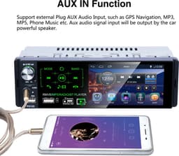 TechU™ T40 Autoradio 1 Din 4.1inch + Afstandsbediening en Stuurwielbediening – Bluetooth – USB – AUX – SD – FM radio – Handsfree bellen – Autoradio met scherm – Stembediening — thumbnail 3