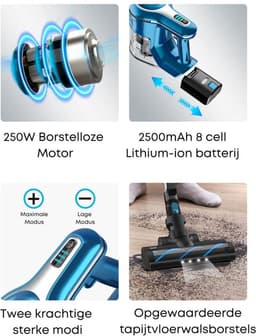 Inse Stofzuiger 23Kpa - Steelstofzuiger Draadloos - Snoerloze Stofzuiger - Stofzuiger Zonder Zak - Draadloze Stofzuiger - Automatische Stofzuiger - Stofzuigers - 250W — thumbnail 4