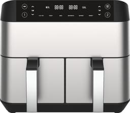 Niceey Dubbele Airfryer XXL - Twee Kookvakken - Dubbele Airfryer - 8.0 Liter - 2460 Watt - Hetelucht friteuse - Incl. Kookboek - Zilver — thumbnail 1