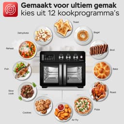 TurboTronic AFD32 Airfryer XXL en Oven – 12 Kookprogramma's – Vrijstaande Mini Oven – Instelbaar van 25 tot 230°C - 32L - Zwart — thumbnail 5