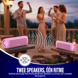 Muring Draadloze Bluetooth Speaker - Muziek Box - Tot 20 uur Afspeeltijd - TWS Pairing - Bluetooth 5.3 - Partybox - Luidspreker - Geluidsbox - Roze — thumbnail 5
