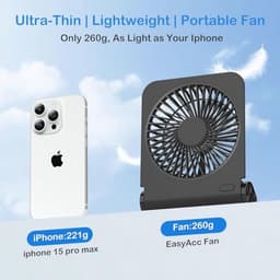 Bureauventilator Klein en Stille, Draagbare USB-oplaadbare Ventilator met 4000mAh Accu en 4 Snelheden voor Kantoor, Camping en Reizen — thumbnail 4