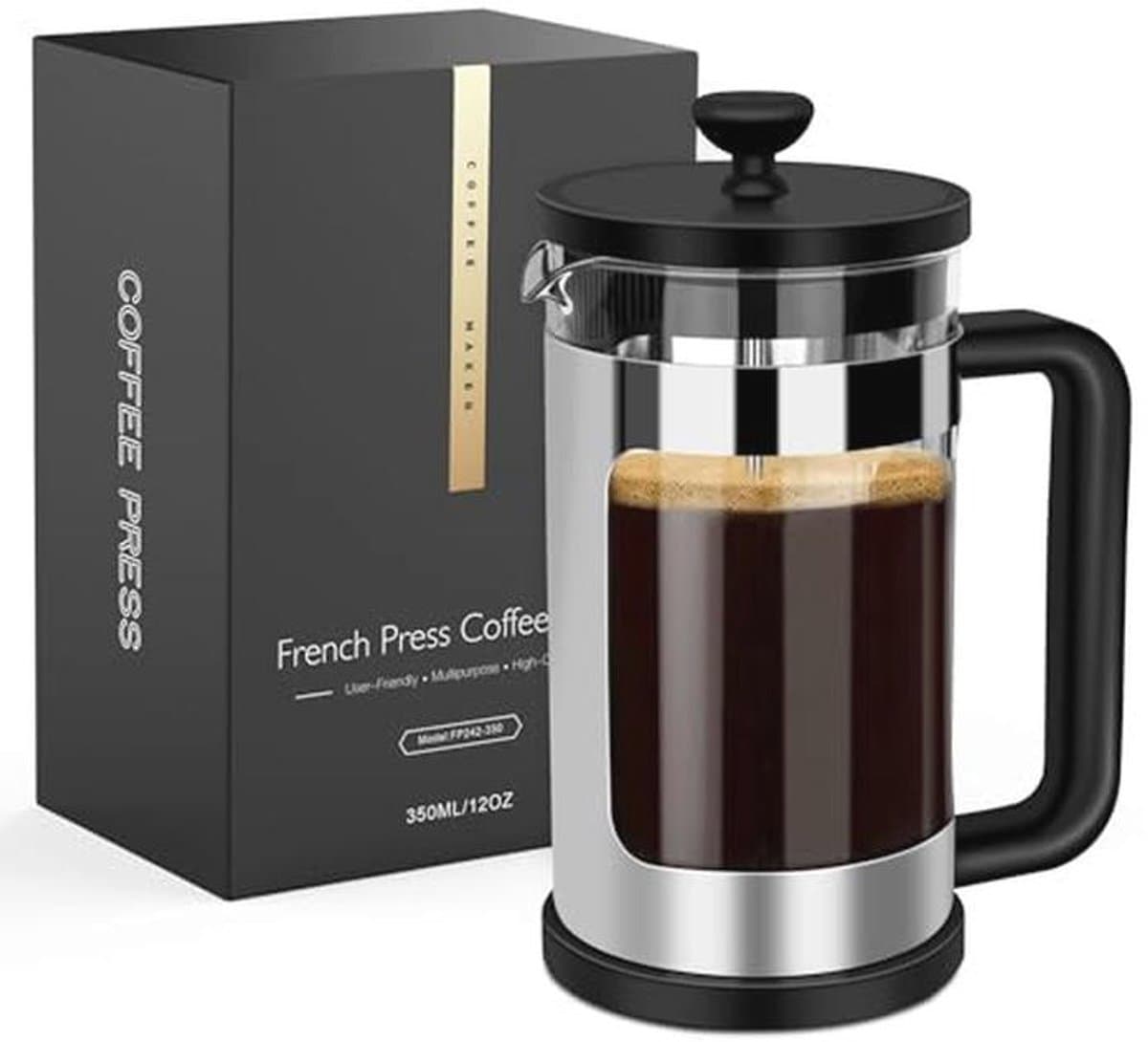 Mini Franse Pers 12 Oz - Koffiezetapparaat voor Enkele Servo, Hittebestendig Borosilicaat Glas — afbeelding 1