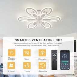Stijlvolle Plafondventilator met Verlichting en Afstandsbediening - Dimbaar en Omkeerbaar voor Elke Ruimte — thumbnail 2