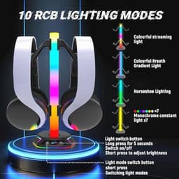 RGB Hoofdtelefoonhouder met Verzwaarde Basis en Oplader - Gaming Hoofdtelefoonhouder met USB en Type C — thumbnail 3