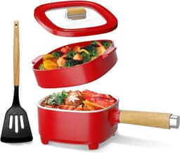 VIN® Hotpot Electrisch – Kaasfondue Pan Elektrische Multipan – Multifunctioneel 2L - Chinese Fondue 350/800Watt – Saute Pan – Friteuse – Hete Pan- Stomer – Langzame Kookplaat – Gemakkelijk Schoon te Maken - Rood — thumbnail 1