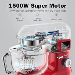 Keukenmachine 1500W met 5,5 L kom, LCD-display en 6 snelheden voor bakken en kneden — thumbnail 2