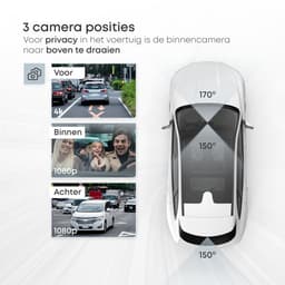 Norva - Dashcam voor Auto 3 in 1 - 4K Ultra HD - Voor en achter + binnen camera - Wifi & GPS - Nachtzicht - Besturing via app - 170 graden kijkhoek - G-sensor - loop recording - Incl. 64GB SD-kaart — thumbnail 3