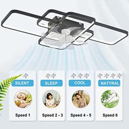 Moderne Plafondventilator met LED Verlichting en Afstandsbediening voor Woonkamer en Slaapkamer - Dimbaar 80W Wit 103CM — thumbnail 3