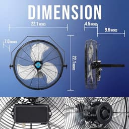 Industriële Wandventilator - 4000 CFM, 3 Snelheden, 16 Meter Kabel voor Commercieel en Industrieel Gebruik — thumbnail 4