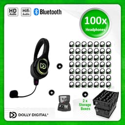 Dolly Digital® RD-Pro 100 Draadloze Koptelefoons voor groepen + Headmounted Microfoon – 100 HiFi Koptelefoons + Microfoon + Bluetooth + HiFi — thumbnail 1