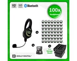 Dolly Digital® RD-Pro 100 Draadloze Koptelefoons voor groepen + Headmounted Microfoon – 100 HiFi Koptelefoons + Microfoon + Bluetooth + HiFi
