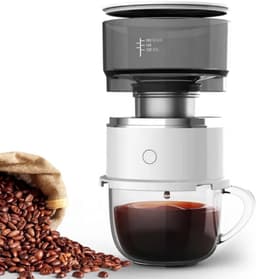 Koffiemachine - Automatisch zetten en druppelen - anti-verbranding - automatische drukontlasting - Werkt op batterijen -mini en draagbaar - 10*10*10,15 cm -geeft een handgemaakte uitstraling - geschikt voor gebruik op kantoor, buiten en op de camping — thumbnail 1