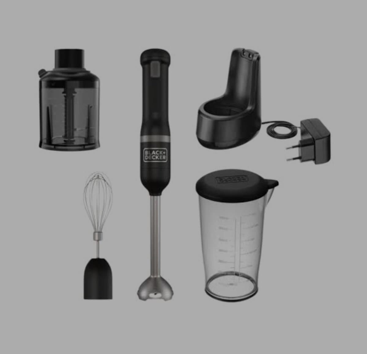 Black&Decker 3-delige Kitchen Wand™ 7,2V draadloze staafmixerset inclusief 2-delige accessoireset, zwart - BCKM1013KB-QW — afbeelding 1
