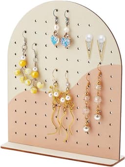 Wood Ear Stand - 106 Hole Ear Holder - Button Ear Hook - 2 Tone Jewellery Holder voor Persoonlijk Gebruik - Craft Exhibitions — thumbnail 1