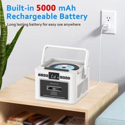Draagbare CD-Cassette Speler - Retro Stijl - Boombox met 5000mAh Accu - Dubbele Stereo Luidsprekers - FM Radio - Met Afstandsbediening - USB/TF Kaart/AUX - Cassette Recorder - Voor Thuis, Reizen, Buiten, Huisentertainment — thumbnail 3