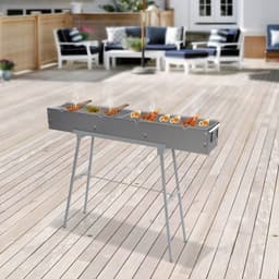 BBQ-grill - Voor camping - Draagbare, opvouwbare houtskoolgrill - Grijs - 100*18*13cm — thumbnail 5