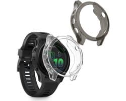 kwmobile 2x Hoes voor geschikt voor Garmin Forerunner 570 42mm - Siliconenhoes voor sporthorloge zwart / transparant