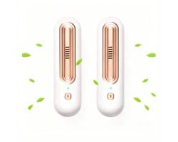 Luchtreiniger - Air purifier - 2 gouden mini-luchtreinigers - 14.5*4.3 cm -Stille werking - 2 werkmodi - sterilisatie en deodorisatie - Geschikt voor koelkasten, keukens, kasten, kamers, huisdieren en auto's