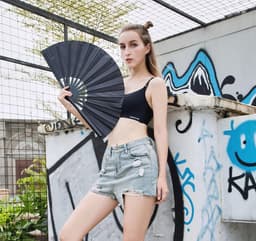 Grote opvouwbare ventilator voor dames - Handventilator voor festivals en speciale evenementen — thumbnail 5