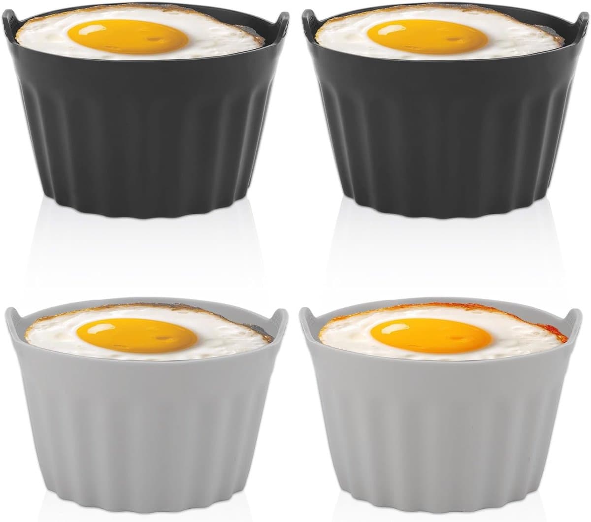 Set van 4 - Siliconen muffinvormpjes - Antiaanbak siliconen bakvormpjes - Cupcakevormpjes - Herbruikbaar - Eiervormpjes voor de airfryer - Bakaccessoires - Geschikt voor cupcakes, puddingen en eiertaartjes — afbeelding 1