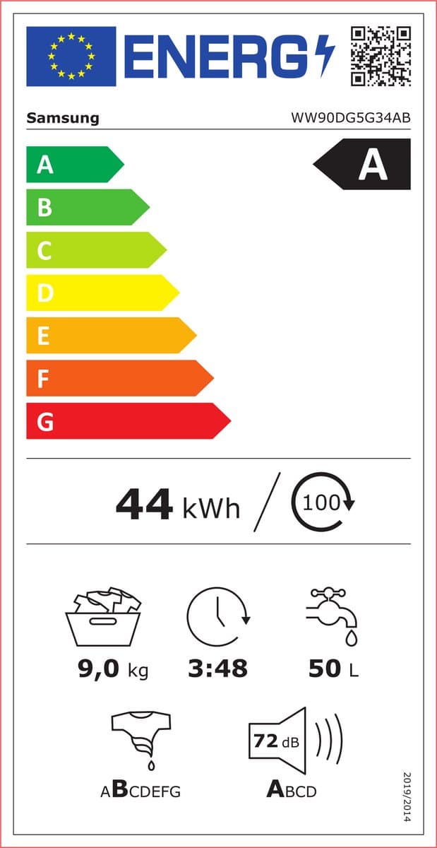 Samsung WW90DG5G34AB voorlader 9 KG wasmachine met AI Ecobubble™ zwart — afbeelding 1