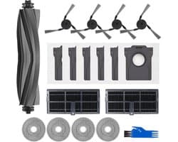 18 Stuks Accessoires geschikt voor Dreame X40 PRO/X40Ultra/L40 Ultra Robotstofzuiger - 1 Hoofdborstel, 2 Filters, 4 Zijborstels, 4 Dweildoeken, 6 Stofzakken, 1 Reinigingsborstel