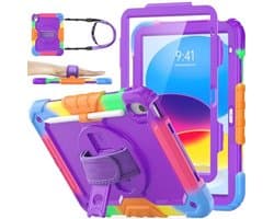 Schokbestendige Hoes voor iPad 10e Generatie met 360 Graden Draaibare Stand, Handstrap en Schouderband