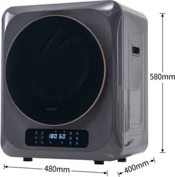 Re-purelife® Compacte Wasdroger met UV-Desinfectie - 6 Programma's - 3-4 kg Capaciteit - Geschikt voor Opbouw of Opstelling - Stille Werking & Helder LED-Display - Grijs — thumbnail 11