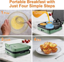 Siliconen Eivormen - 4 stuks - Diameter 10 cm (4 inch) - Voor Sous Vide Style Egg Bite Maker - Geschikt voor Airfryer Instant Pot en Magnetron - Vaatwasserbestendig en BPA-vrij - Voor Ontbijt Sandwiches Omeletten en Desserts — thumbnail 5