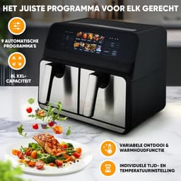 Dubbele Heteluchtfriteuse 8 Liter RVS - 2x 4L Airfryer met 9 Programma's — thumbnail 4