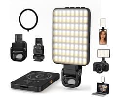 Led lights - Led light - Selfie lamp - Draagbare Cameralamp - Magnetische lamp - LED lamp - Videolamp - Met 128 LED's - Met 3 lichtstanden - Met 10 helderheidsniveaus - Voor telefoon - Voor camera - Voor laptop - Cadeau - Zwart