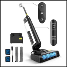 Draadloze Nat-Droog Vloerreiniger W12 – 3-in-1 Stofzuigen & Dweilen – Zelfreinigend – 45min Accu – LED Display – Dubbele Watertank – Stil 72dB – Lichtgewicht 3,8kg – Inclusief Reserveborstels — thumbnail 1