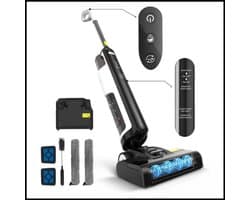 Draadloze Nat-Droog Vloerreiniger W12 – 3-in-1 Stofzuigen & Dweilen – Zelfreinigend – 45min Accu – LED Display – Dubbele Watertank – Stil 72dB – Lichtgewicht 3,8kg – Inclusief Reserveborstels