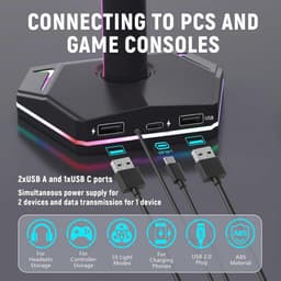 RGB Gaming Headset Houder met 10 Verlichtingsmodi en USB Type-C Opladen — thumbnail 4