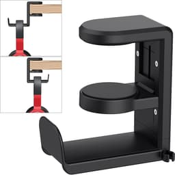 TuseRxln Koptelefoon Standaard - Headset Hanger - 360° Rotatie & Verstelbaar Voor Meeste Bureau Diktes - 1 Stuk - Thuis Kantoor + Zwart — thumbnail 1