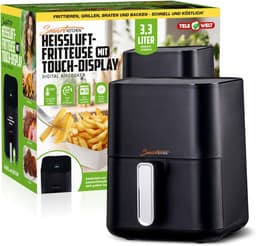 Smart Kitchen Heteluchtfriteuse 3.3L Kleine Airfryer voor Compacte Keukens – Mini Aircooker met LED Touch Display, 9 Programma’s, Automatische Uitschakeling | Gezond Frituren met 90% Minder Olie Airfryer Klein & Elektrisch met Kajal Sticker — thumbnail 1