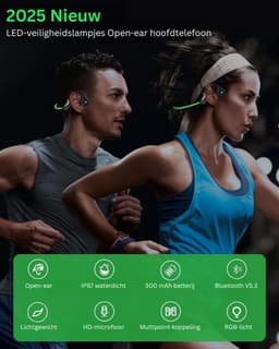 White-Label® Bone Conduction Headphone - Koptelefoon voor Activiteiten - Draadloos - Bleutooth - Zwart met groen — thumbnail 2