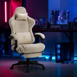 GTPLAYER - Leren Gaming Stoel - Met Speakers en Verstelbare Steunen - Ivoor Wit — thumbnail 3